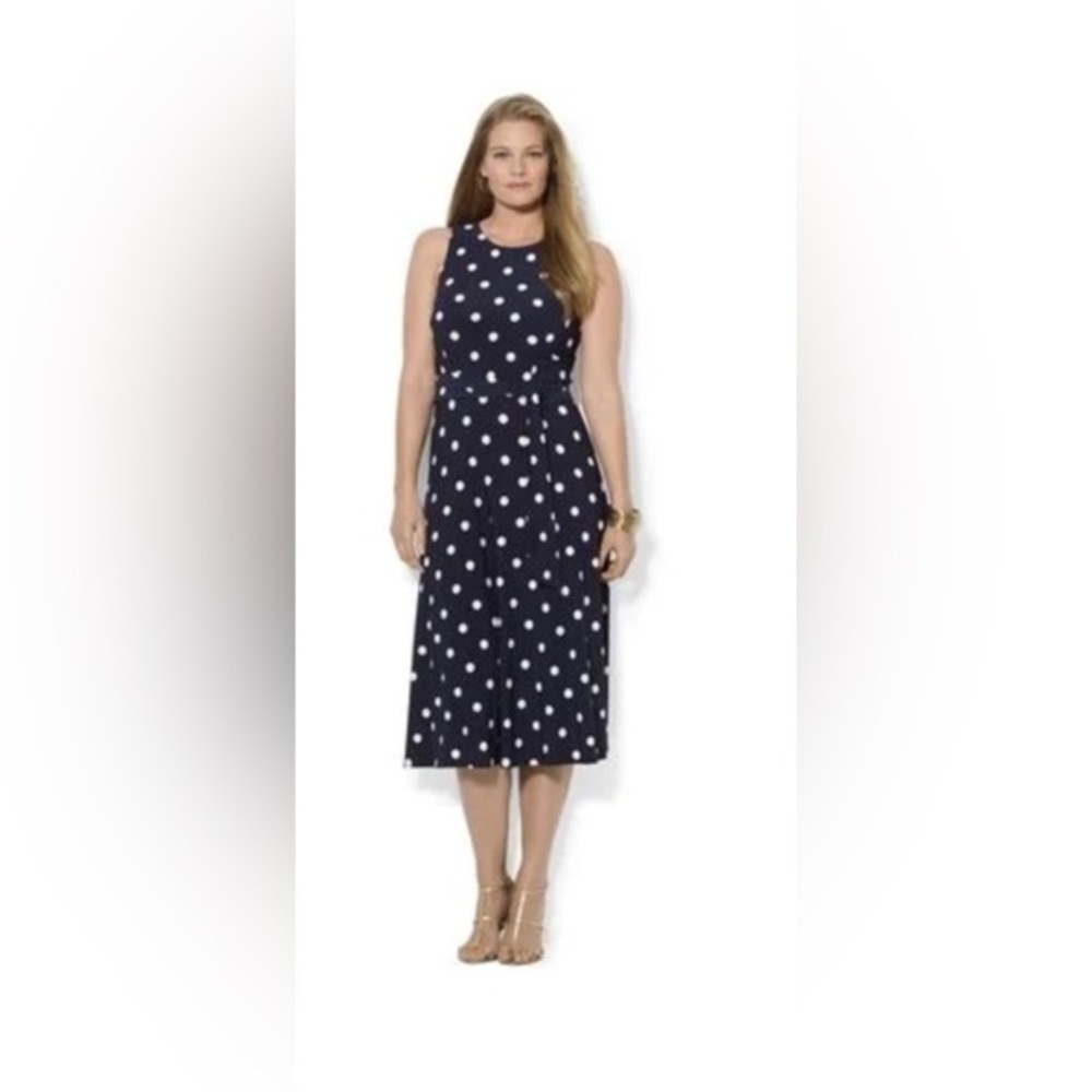 Ralph Lauren Polka Dot Sleeveless Tie Waist Dress! Classic Ralph Lauren! 12